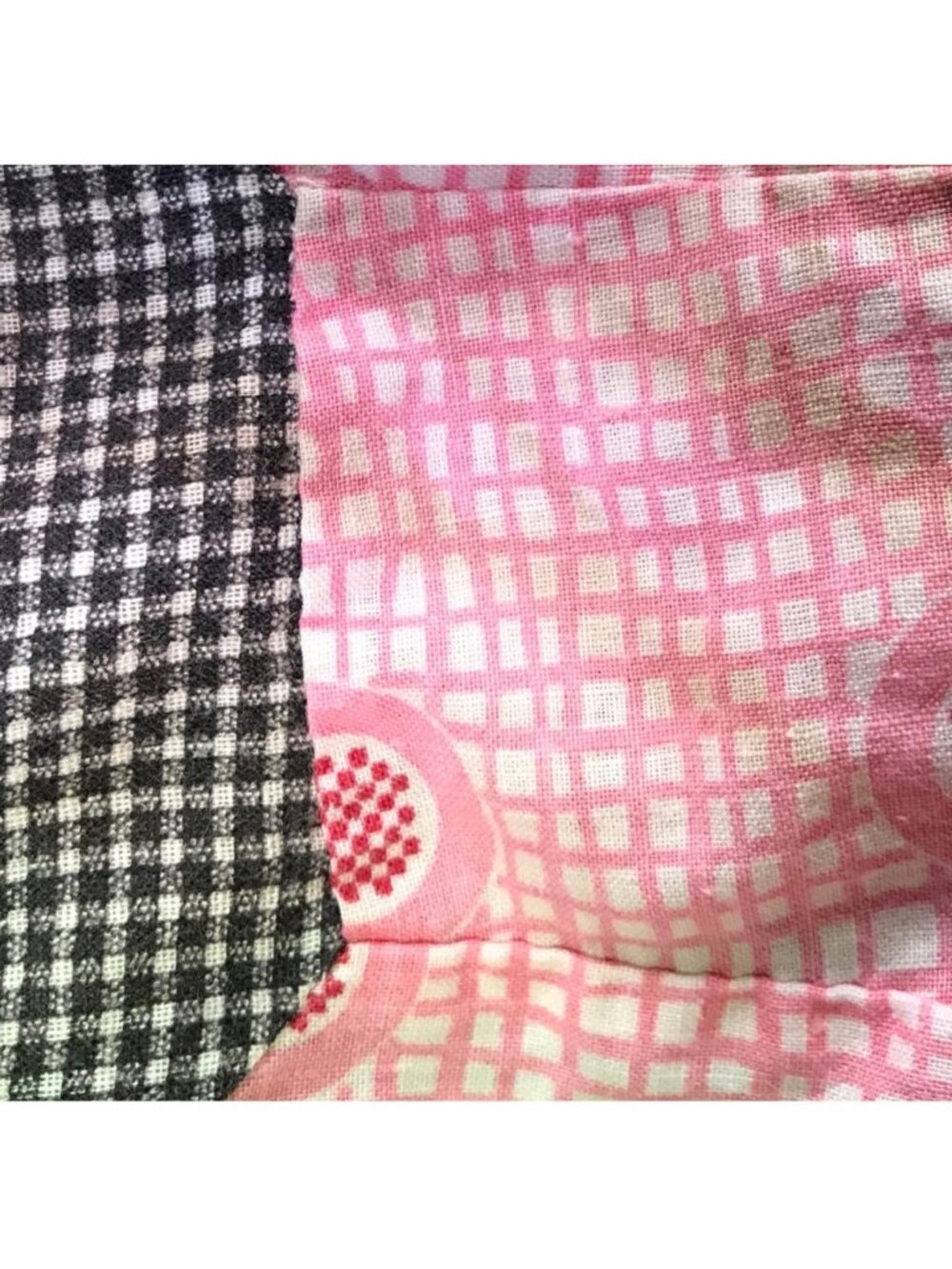 Vintage Handmade Bow Tie Pattern Quilt Top 96x71 Machine Sewn Some Feed Sack - Picture 8 of 10